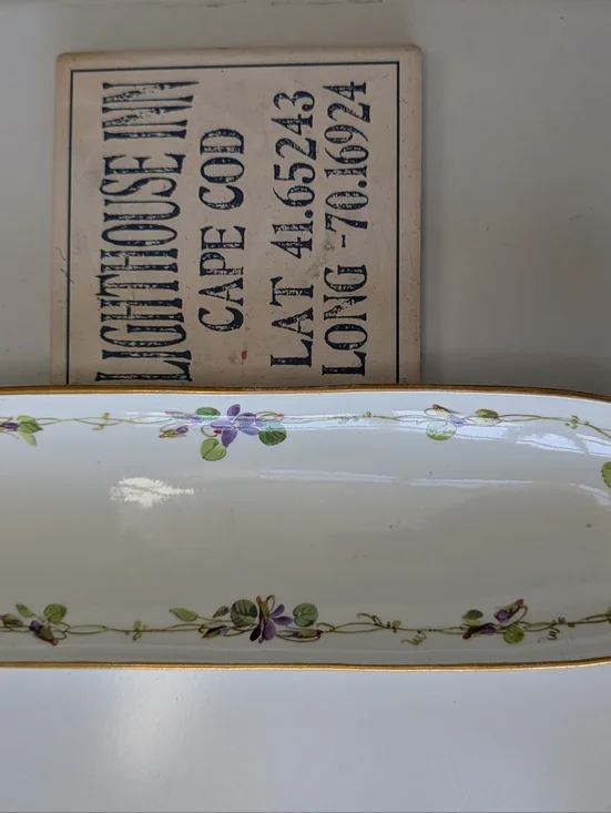 Rare Antique MEISSEN Marcolini Period Porcelain Pen Tray - Hand Painted Violets - Picture 2 of 7